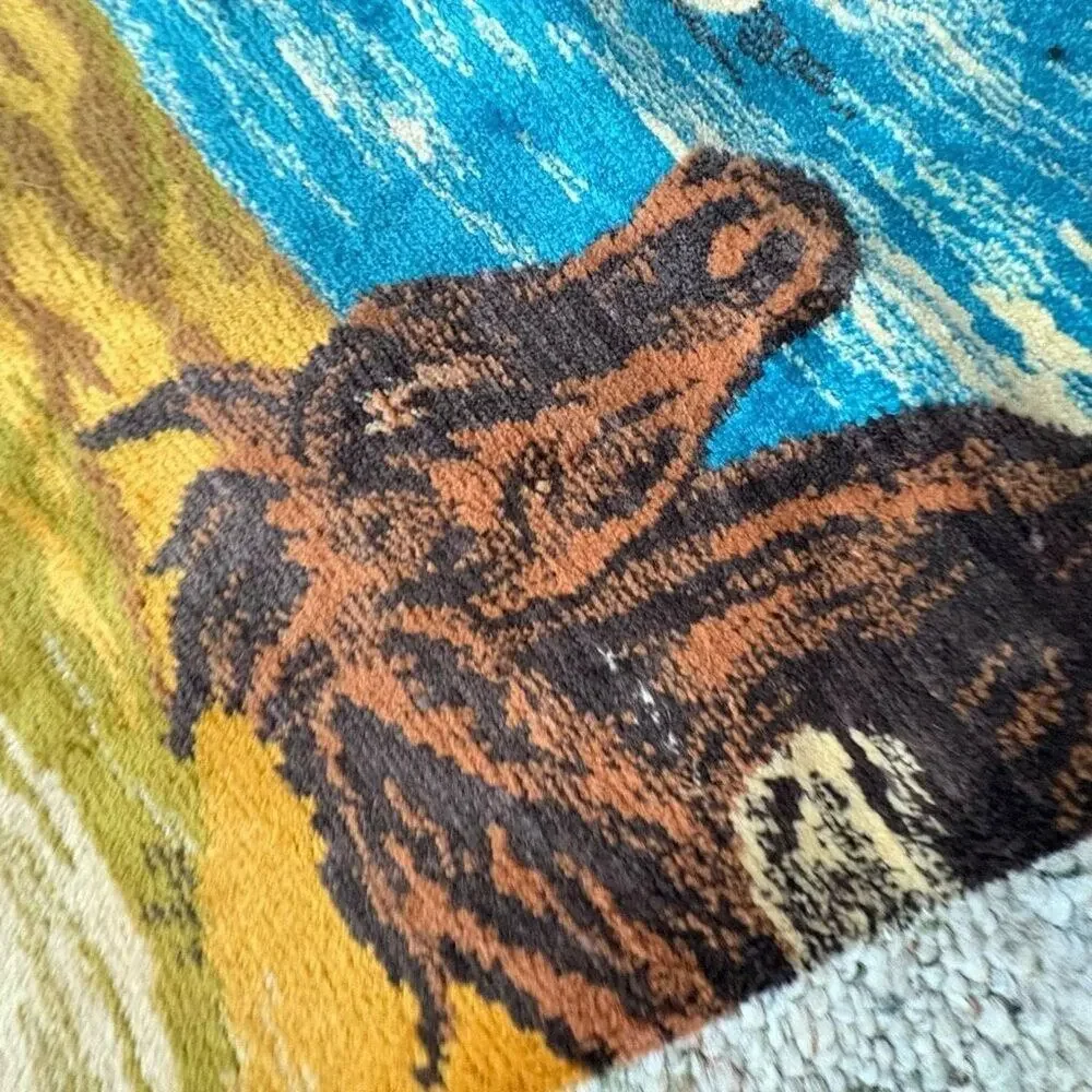 Vintage Wild Horses Wall Hanging Tapestry Rug‎ 1970s 70x 49 Landscape